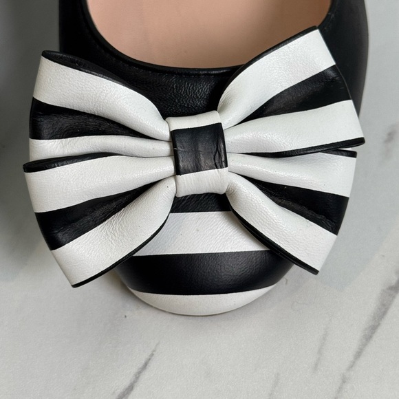 Kate Spade New York Wallace Bow Cap Toe Ballet Flats Black & White Size 9.5 - Picture 6 of 13